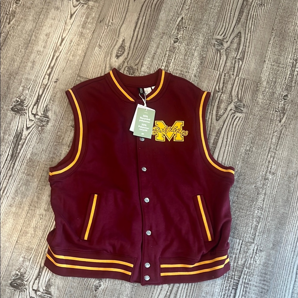 H&M Burgundy and Yellow Varsity Vest
